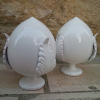 pigne bianche decorative in ceramica